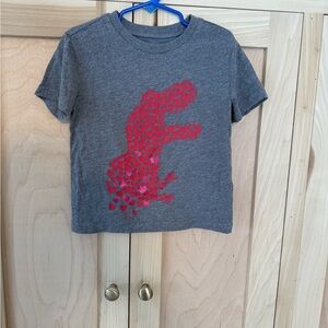 Valentines Jumping Beans Gray Tee with Red Dinosaur